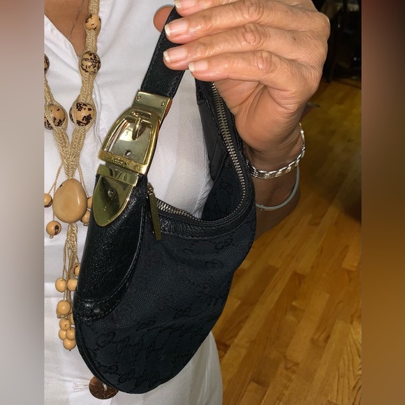 Gucci GG Canvas Ophidia Half Moon Mini Hobo Black Buckle handbag AUTHENTIC 90s - Picture 4 of 8